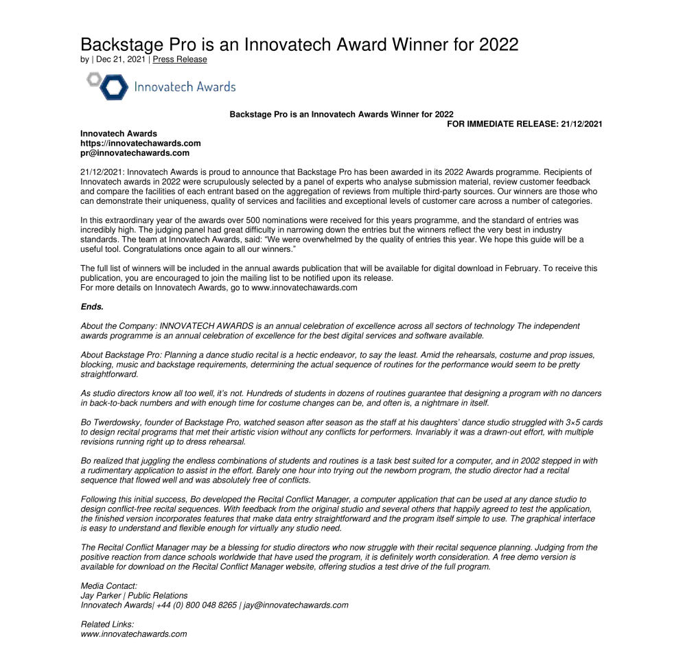 Innovatech award
